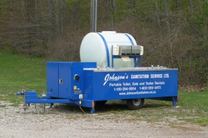 Portable sink trailer, wash station, Johnson's Sanitation